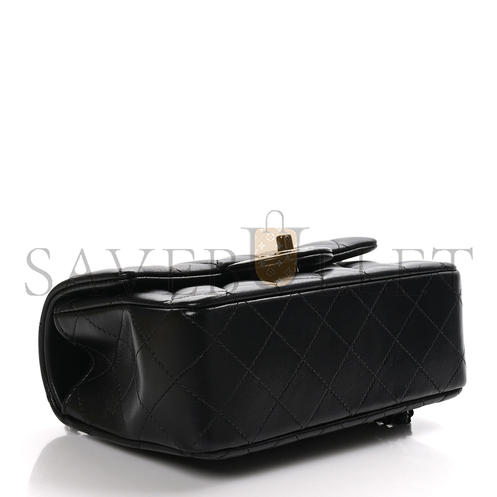 CHANEL LAMBSKIN QUILTED MINI TOP HANDLE RECTANGULAR FLAP SO BLACK AS2431 (20*12*6cm)